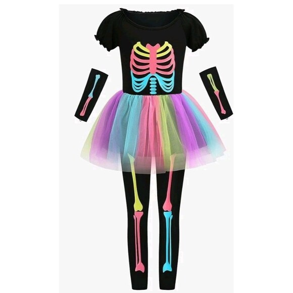 lmyove Other - Girls Skeleton Costume Glow In The Dark Punk Bones Halloween Tutu Dress Medium